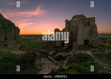 Evening mood at the Homburg castle ruins and the Homburg ruins nature reserve, Lower Franconia, Franconia, Bavaria, Germany Stock Photo