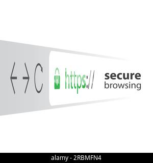 3D Browser Address Bar Showing Https Protocol - Secure Browsing and Connections Trend Stock Vector