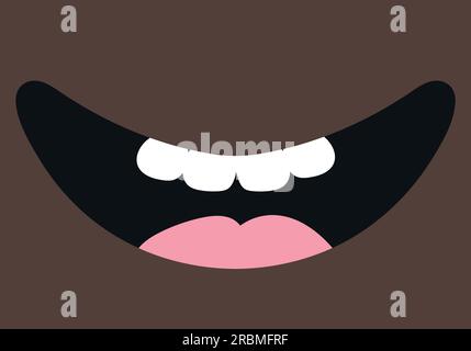 Cartoon smiling mouth with tongue and teeth. Cute hand drawn smile. Vector illustration Stock Vector