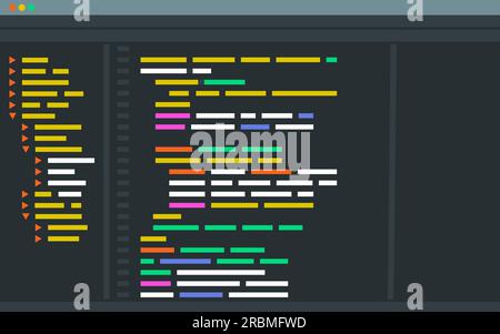 Code editor interface on computer screen: development and programming concept Stock Vector