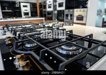 Modern cooking stoves on display in the store Stock Photo