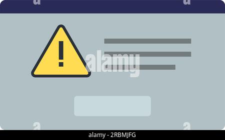 Warning dialog box with message, system failure and virus concept Stock Vector