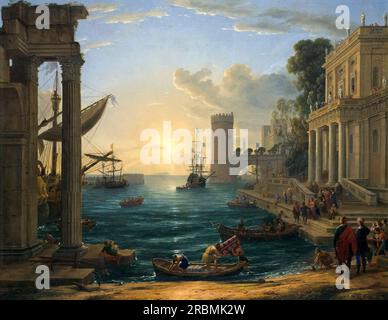 Seaport with Embarkation of the Queen of Sheba,  Claude Lorrain, 1648, Stock Photo