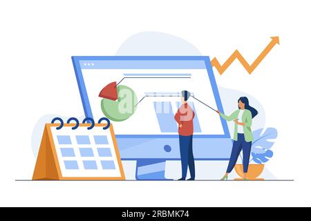 Young tiny analysts preparing monthly report Stock Vector