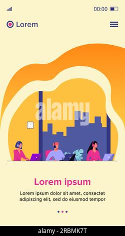 Customer support representatives working in call center Stock Vector