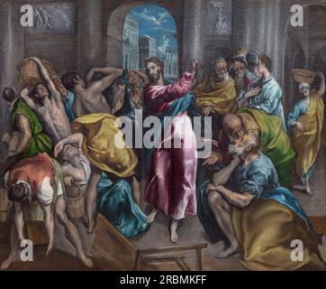 Christ driving the Traders from the Temple, El Greco, circa 1600, Stock Photo