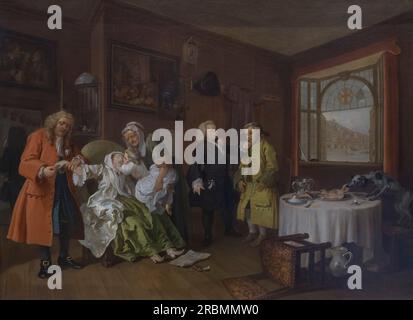 The Lady's Death, Marriage A-la-Mode, William Hogarth, circa 1743, Stock Photo