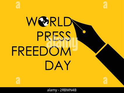 Illustration about world press freedom day and justice to journalists, fountain pen writing text Stock Vector