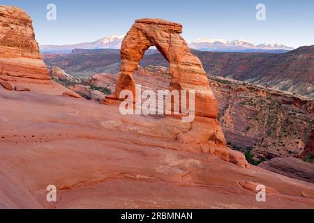 Awe-inspiring Delicate Arch, a Famous Geological Formation Located in Utah Arches National Park, United States Stock Photo