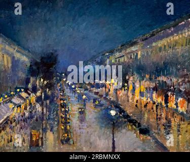 The Boulevard Montmartre at Night, Camille Pissaro, 1897, Stock Photo