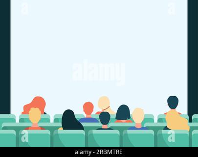 Back view of people in movie theater Stock Vector