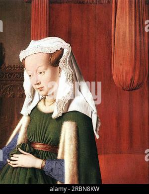 Giovanni Arnolfini and His Wife Giovanna Cenami (The Arnolfini Marriage) (detail) 1434 by Jan van Eyck Stock Photo