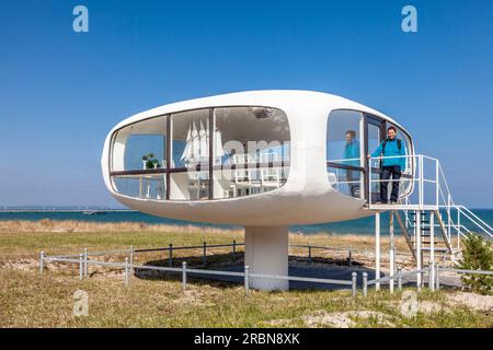 Futuristic rescue tower (1981, Architect: Ulrich Müther) in Binz auf Rügen, Mecklenburg-West Pomerania, Baltic Sea, Northern Germany, Germany Stock Photo