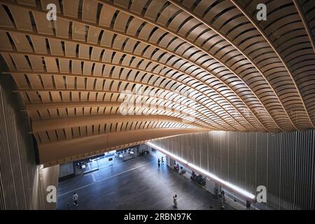 Hong Kong, China - April 28 2023: Interior of Palace Museum exhibiting artefacts of Beijing's Palace Museum in West Kowloon Cultural District Stock Photo