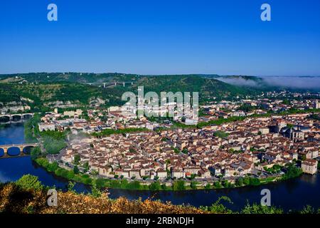 France, Lot (46), Cahors, general view of the town, Lot valley, Quercy Stock Photo