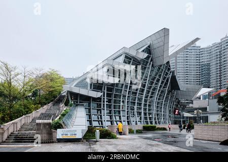 Hong Kong West Kowloon Station. It is the only station in the Hong Kong section and connects to the mainland China section through a dedicated tunnel Stock Photo