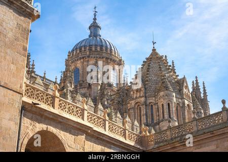 Salamanca Old and New Cathedral Towers - Salamanca, Spain Stock Photo