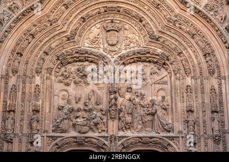 Nativity Door at Salamanca Cathedral - Salamanca, Spain Stock Photo
