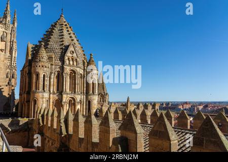 Crossing tower (Torre del Galo) Salamanca Old Cathedral - Salamanca, Spain Stock Photo