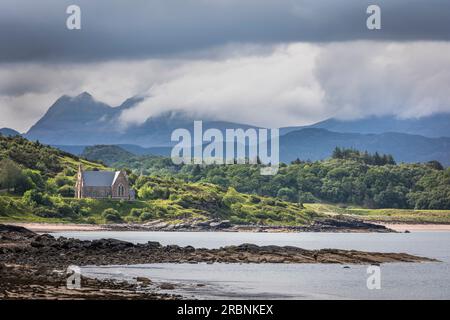 Gairloch Church on Strath Bay, Wester Ross, Highlands, Scotland, UK Stock Photo