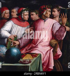 Italian Humanists (Six Tuscan Poets) 1554 by Giorgio Vasari Stock Photo