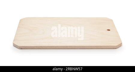 New wooden kitchen cutting board isolated on white. Stock Photo