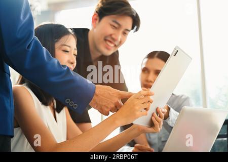 Happy group of business people meeting and brainstorming together at modern office, Business people planing business project, People in smart casual Stock Photo
