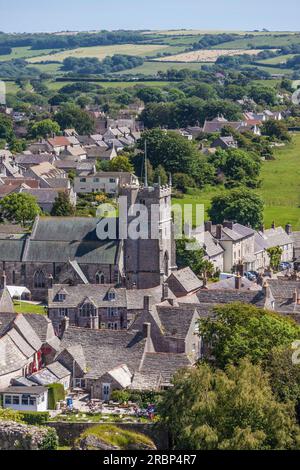 The village of Corfe Castle, Dorset, England Stock Photo