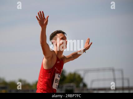 Kassel, Deutschland. 09th July, 2023. BRUCHA Kevin (LC Jena) men's long jump final, on 09.07.2023 German Athletics Championships 2023, from 08.07. - 09.07.2023 in Kassel/ Germany. Credit: dpa/Alamy Live News Stock Photo