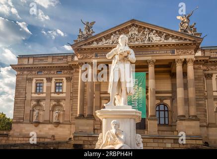 Hessian State Theater and Schiller Monument, Wiesbaden, Hesse, Germany Stock Photo