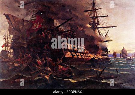 Greek ship by Konstantinos Volanakis Stock Photo - Alamy