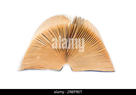 Open book side view mockup isolated  on white background. Realistic flipping pages Stock Photo