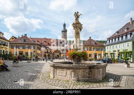 Weikersheim Castle, forecourt to the courtyard, romantic road, Baden Würtemberg, Germany, Stock Photo