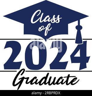 Class of 2024 graphic with cap and diploma Stock Photo - Alamy