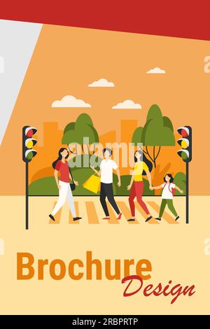 Pedestrians walking across street Stock Vector