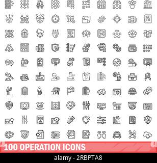 100 operation icons set. Outline illustration of 100 operation icons vector set isolated on white background Stock Vector