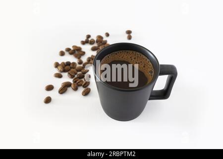Coffee cup and coffee beans isolated on white background Stock Photo