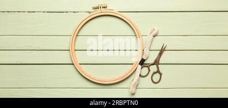 Premium Photo  Wooden hoop for cross stitch. a tambour frame for  embroidery and canvas with free space for your design on a white  background. 3d rendering