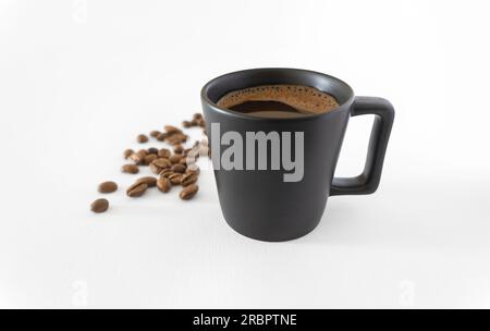 Coffee cup and coffee beans isolated on white background Stock Photo