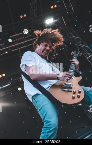 Aarhus, Denmark. 01st, June 2023. The English alternative rock band Nothing but Thieves performs a live concert during the Danish music festival Northside 2023 in Aarhus. Here guitarist Joe Langridge-Brown is seen live on stage. (Photo credit: Gonzales Photo - Rolf Meldgaard). Stock Photo