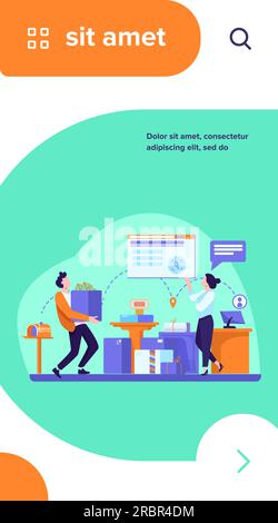People working at post office flat vector illustration Stock Vector