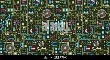 Hand drawn abstract seamless pattern, ethnic background, simple style - great for textiles, banners, wallpapers, wrapping - vector design Stock Vector