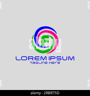 Vector letter concept logo template, abstract business icon. Created with transparent overlapping wave elements, elegant design Stock Vector