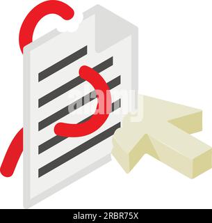 Worm attack icon isometric vector. Virus worm destroying document, arrow cursor. Computer virus, internet threat Stock Vector