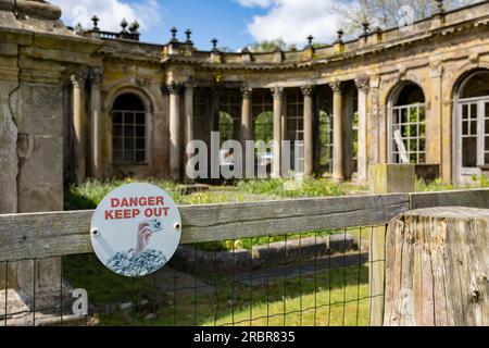 The Grand Entrance, Trentham Hall, Stoke-on-Trent, Staffordshire, showing decline Stock Photo