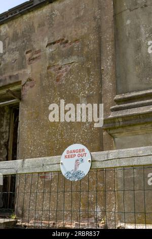 The Grand Entrance, Trentham Hall, Stoke-on-Trent, Staffordshire, showing decline Stock Photo