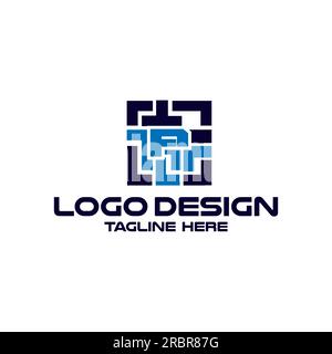 Abstract Letter P Ambigram Logo. Modern logo Stock Vector
