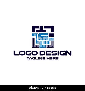 Initial Letter S with Maze Labyrinth Shape Puzzle Logo design Stock Vector