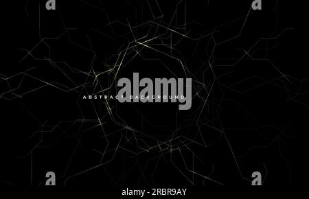 Black vector futuristic background with light effect and abstract lines. Vector illustration Stock Vector