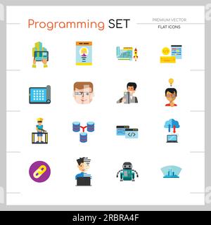 Programming Icon Set Stock Vector
